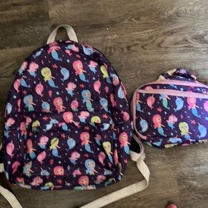 Purple mermaid book bag and lunchbox